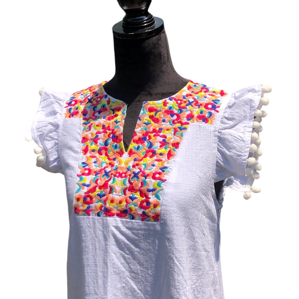 Kirundo Colorful Embroidered White Summer Dress size Small - Picture 9 of 14